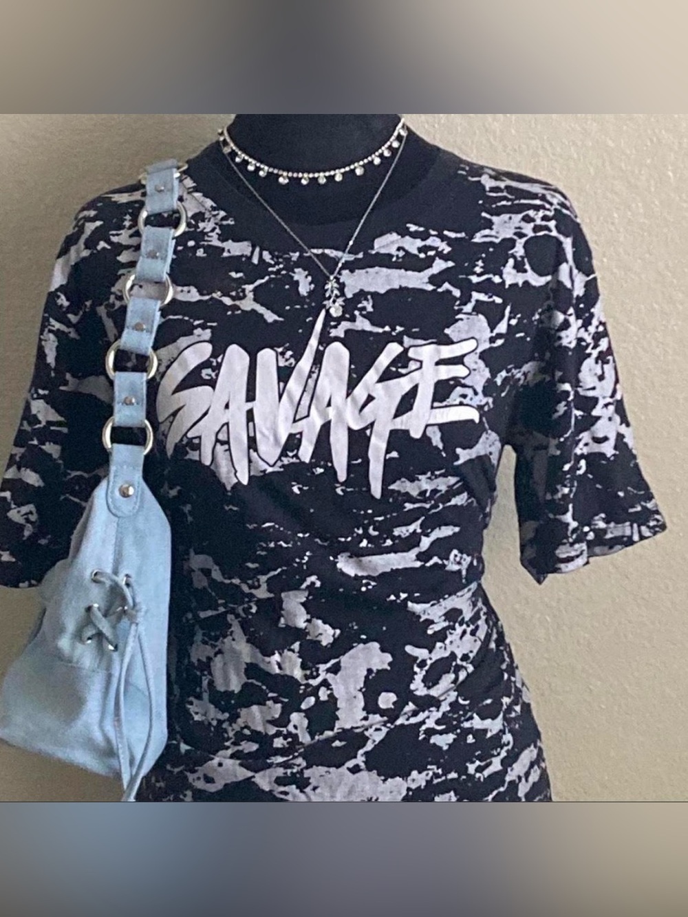 SAVAGE Graphic Tie-Dye Black & White Women's Tee